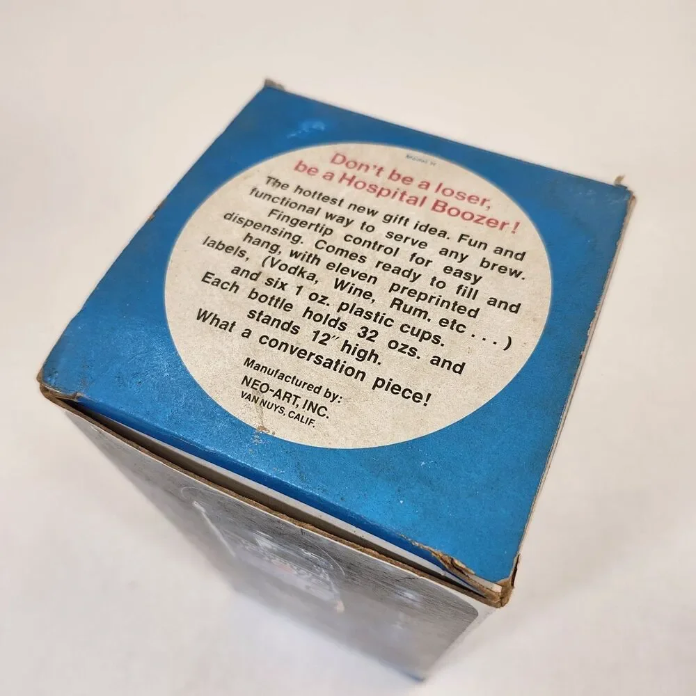 Hospital Booze Personalized Decanter Neo-Art Inc Box VTG 1970s Novelty Barware